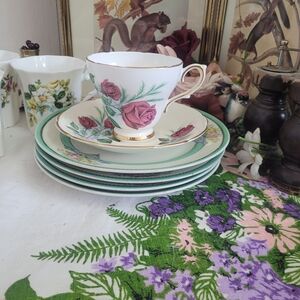 Floral Teacup and Saucer Set Rose England